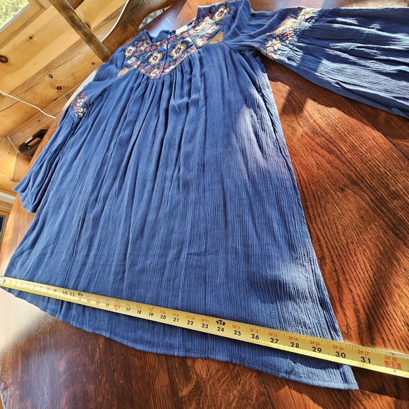 NWT Francesca's Blue Rain Waverly Floral Embroidered Boho Long Sleeve Mini Dress - Picture 12 of 16